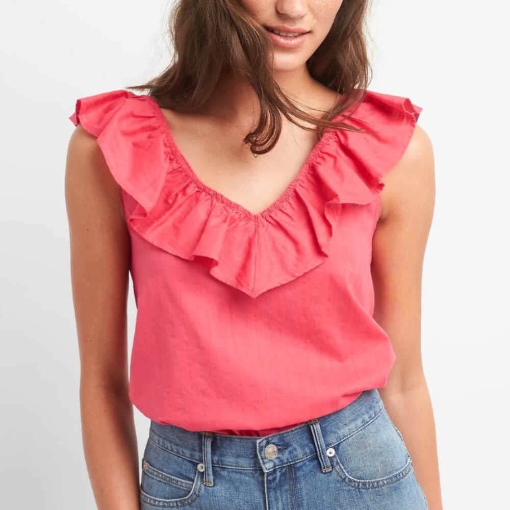 Gap Sleeveless Ruffle V-neck Top XL